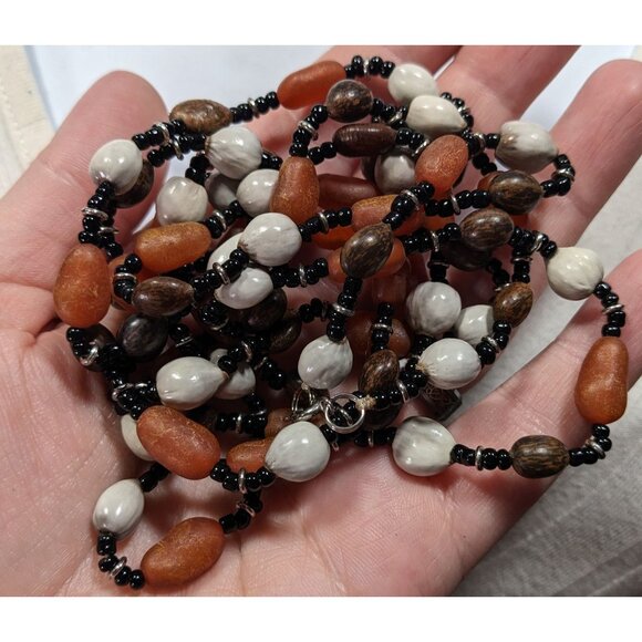 Vintage Hippie Bohemian Seed And Glass Beaded Necklace - Picture 3 of 5